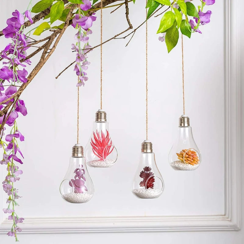 1pc Glass Hanging Planter, Light Bulb Shaped Hanging Air Plant Holders, Flower Pots Plant Containers Terrarium Hanging Glass