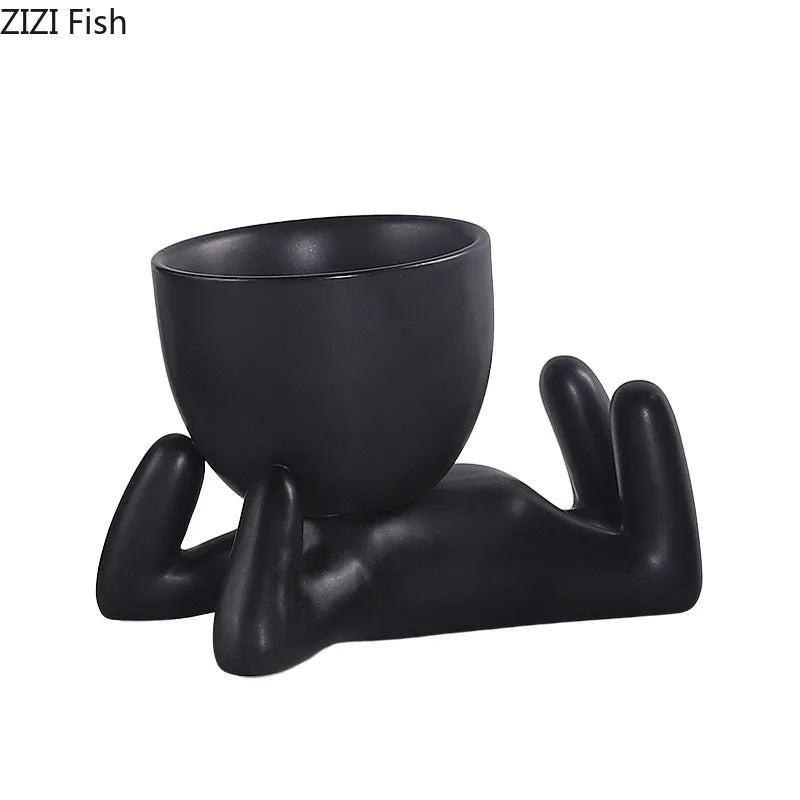 Abstract Figures Flower Pots Ceramic Vase Desk Decoration Potted Plants Decorative Flower Arrangement Cute Characters Vases