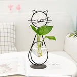 Hydroponic Glass Heart Vase With Metal Holder Hand Welded Lovely Cat Shape Vase for Home Party Wedding Valentine Day Decor Vase