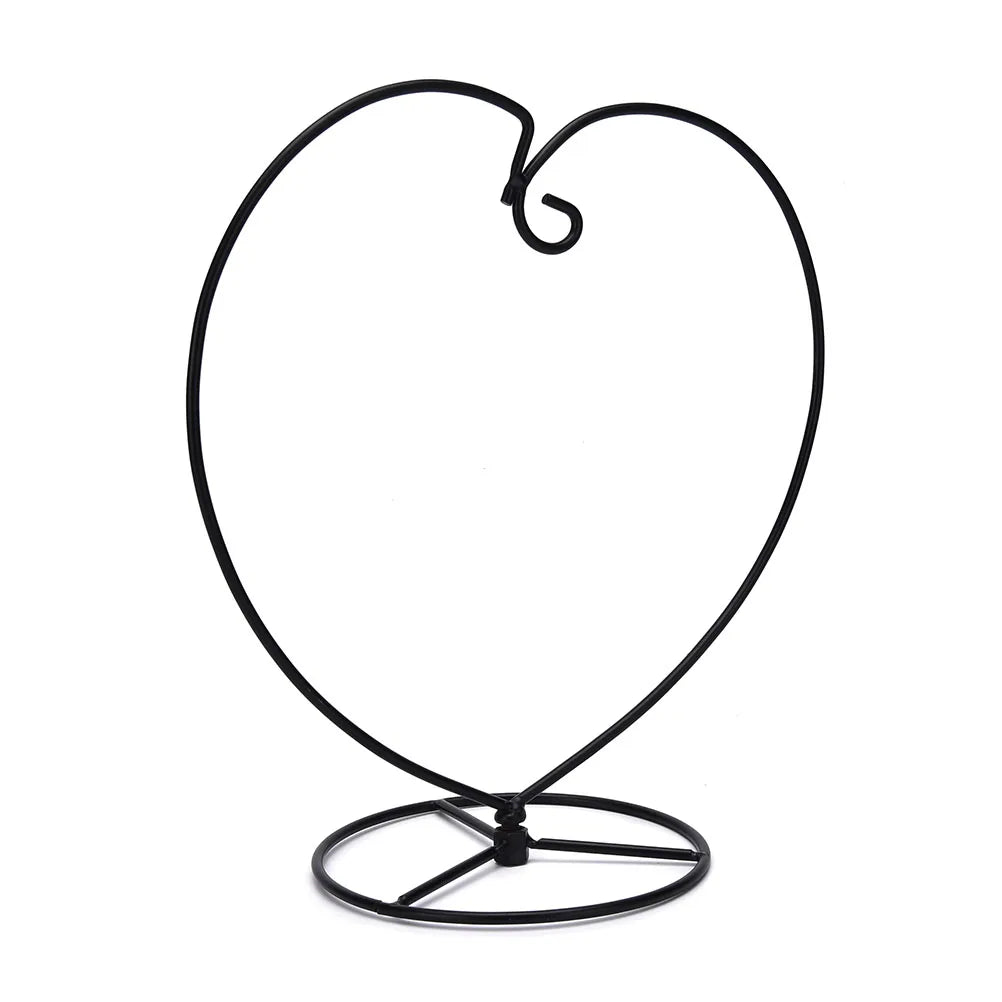 1PC Black Heart-shaped Elegant Iron Light Weight Hanging Plant Glass Vase Terrarium Stand Holder Good Performance for Decorating