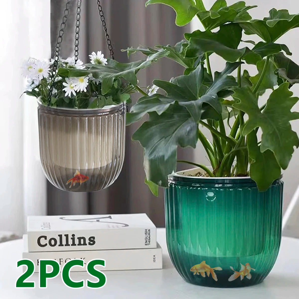 2Pcs Hydroponic Flowerpot Hanging Soil Culture Vase Self Watering Planter Thickened Plastic Flower Pot Nordic Style Plant Basin