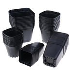 10pc Black Color Flower Pots Planters Pot Trays Plastic Pots Creative Small Square Pots for Succulent Plants 7x7cm 5.5x5.5cm
