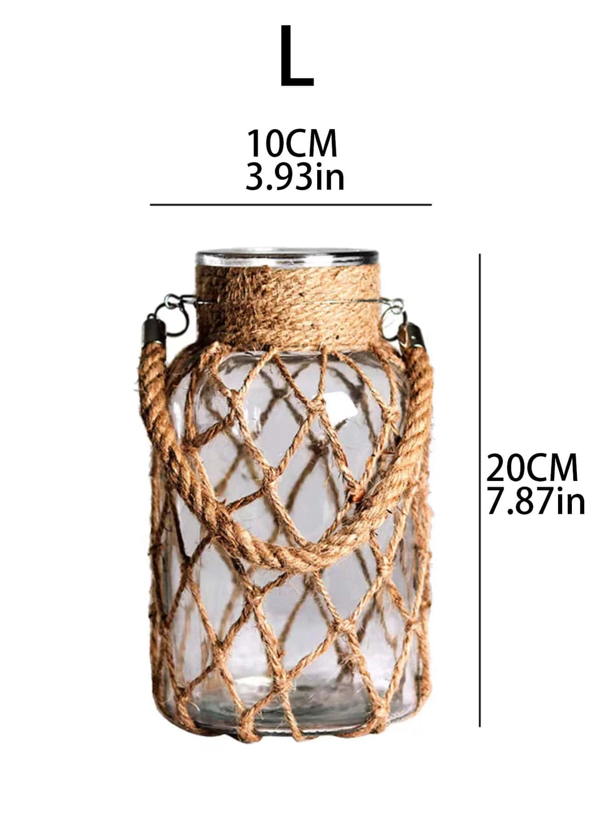 Rustic Hanging Glass Vase Rope Net Dry Flower Glass Vase with Art Hemp RopeHome Transparent Living Room Decor Table Decoration