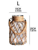 Rustic Hanging Glass Vase Rope Net Dry Flower Glass Vase with Art Hemp RopeHome Transparent Living Room Decor Table Decoration