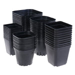 10pc Black Color Flower Pots Planters Pot Trays Plastic Pots Creative Small Square Pots for Succulent Plants 7x7cm 5.5x5.5cm