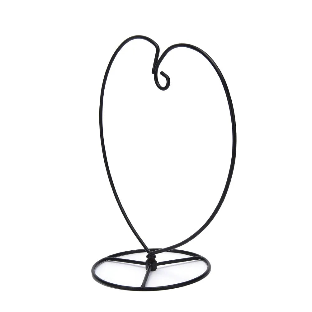 1PC Black Heart-shaped Elegant Iron Light Weight Hanging Plant Glass Vase Terrarium Stand Holder Good Performance for Decorating