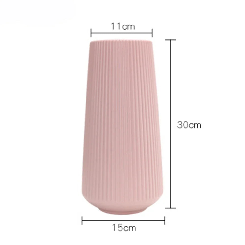 Unbreakable Plastic Flower Vase Big Container Imitation Glaze Flower Pot for Home Living Room Table Arrangment Nordic Decoration