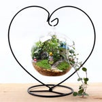 1PC Black Heart-shaped Elegant Iron Light Weight Hanging Plant Glass Vase Terrarium Stand Holder Good Performance for Decorating