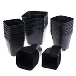 10pc Black Color Flower Pots Planters Pot Trays Plastic Pots Creative Small Square Pots for Succulent Plants 7x7cm 5.5x5.5cm