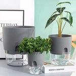 Self Watering Flower Pot Plastic Hydroponics Plants Pot Transparent Double Layer Cotton Rope Watering Succulent Potted Planters
